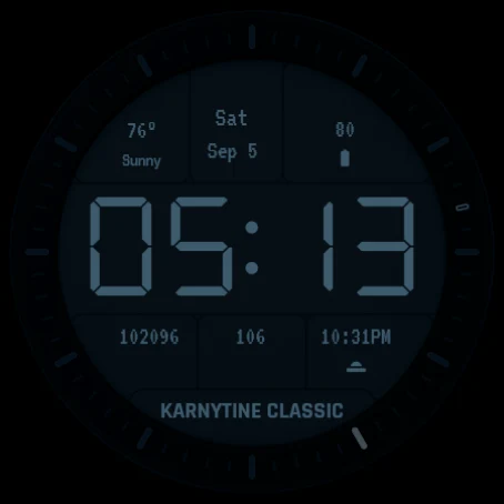 Karnytine Classic in Karnytine Blue, always-on display