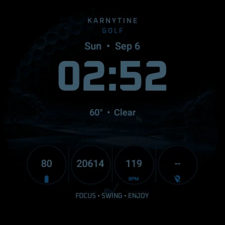 Karnytine Golf in Tour Blue, always-on display
