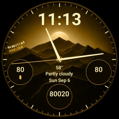 Karnytine Horizon in Solar Gold, active display