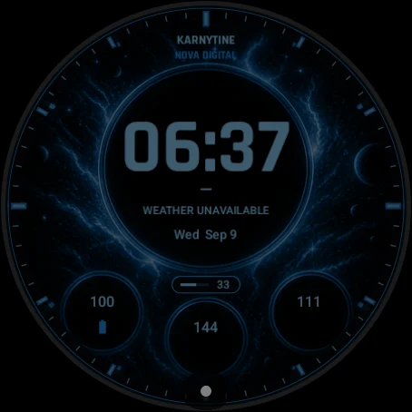 Karnytine Nova Digital in Karnytine Blue, always-on display