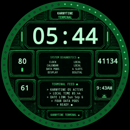 Karnytine Terminal in Signal Green, active display